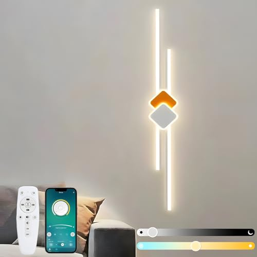 ZTWLEED LED Wandleuchte Innen,Dimmbar Wandlampe mit Fernbedienung,17W/65CM | Moderne Wandleuchte 3000K-6000K,10-100% Helligkeitseinstellung für Schlafzimmer Wohnzimmer Korridor,110-240V,weiß
