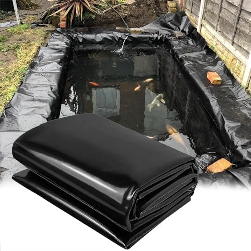 Rivestimento per laghetto nero, 3 x 7 m, 5 x 6 m, 7 x 8 m, 8 x 10 m, membrana impermeabile per stagni di pesci spessore 0,12 mm, fodera pieghevole per fontana da giardino, grande copertura artificiale