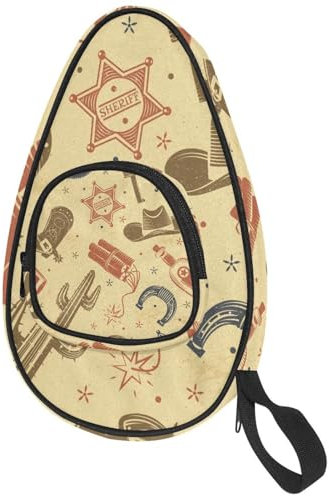 VAPOKF Housse pour raquette de tennis de table, motif cactus de cowboy, sac de raquette de ping-pong, sac de raquette de tennis de table avec pochette pour 4 à 5 balles