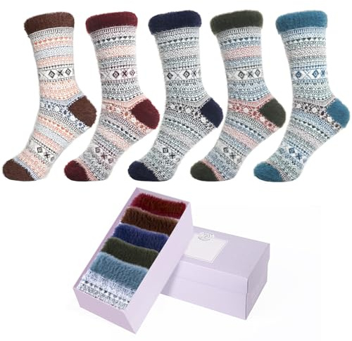Flauschige Socken Für Frauen 5 Paar Warme Winter Dicke Plüsch Fleece Schlaf Weiche Pantoffel Home Socken Geschenke für Frauen