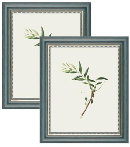 YoHyien 10x8 Vintage Photo Frames Set of 2, Distressed Shabby Chic Picture Frames with Mount for Wall Hanging, Landscape and Portrait Retro Postcard Frame for Desktop Display (Green, 10 x 8 in)