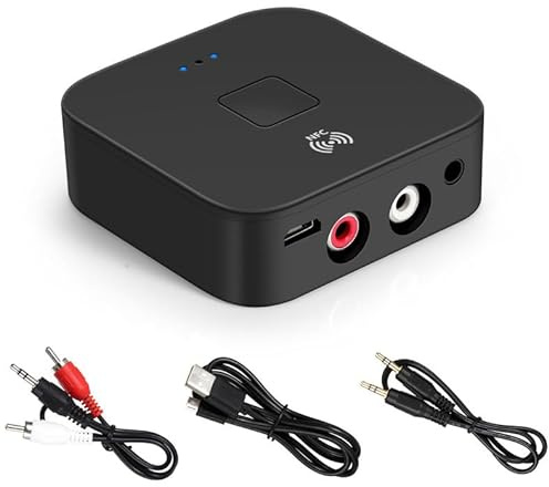 Bluetooth Receiver for Home Stereo RCA, 3.5mm AUX Wireless Audio Adapter for Home and Car Stereo System,NFC-Enabled
