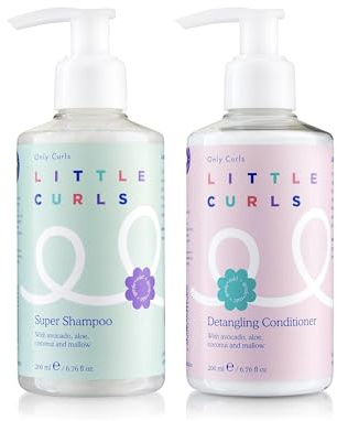 Only Curls Little Curls Super Shampoo & Detangling Conditioner, Easy Wash Bundle, Gentle Foaming Formula's, Sulphate & Silicone Free, Gentle & Conditioning, Tear-Free, Mild & Lightweight, 200ml x2