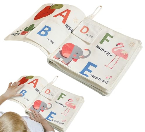 Eventerde Stoffbuch für Babys – sensorisches Buch, weich, für frühes Erwachen, pädagogische Aktivitäten, Haus, Garten, Auto