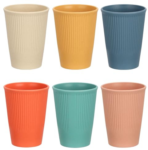Voency 6er Kunststoffbecher 0,35 L, Mehrweg Plastikbecher, BPA-Frei, plastikbecher mehrweg aus PP Becher Kunststoff Kaffeetassen, Trinkbecher, Tee, Camping, Büro & Familie,Schule & Unterwegs