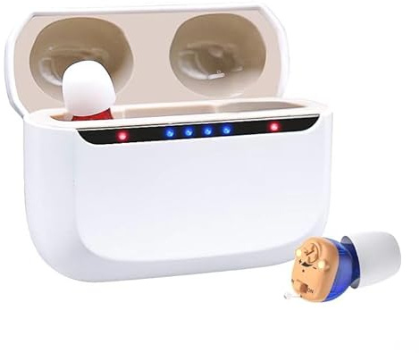 Glorified Mary Rechargeable Hearing Amplifiers with Magnetic Charging Case, Invisible Fit, Noise Reduction, Pair