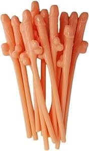 12-Pack Reusable Natural Skinny Colour Willy Straws – Playful Hen Party Cocktail Accessories