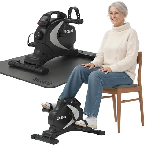 Niceday Mini Exercise Bike, Foot Pedal Exerciser, Under Desk Bike, Desk Pedal Bike, 8 Magnetic Levels Resistance, Quiet and Smooth Pedal Machine for Arms Legs, Workout Equipment for Home Office