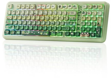 KiiBoom Phantom98 Lite 96% Kabellose Mechanische Gaming-Tastatur, VIA-Programmierbar, Cremefarbene Tastatur mit Dichtung, 8000-mAh-Akku, Hot-Swap, RGB, NKRO für Win/Mac (Grün, Mochi Schalter)
