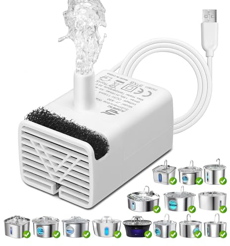 BFLICROY Cat Water Fountain Pump, Ultra Quiet JY-830 Replacement Pump for Stainless Steel Pet Fountain, Replacement USB Motor for Indoor Cat Water Drinking Dispenser, 4.92ft Cable, Long Lifespan