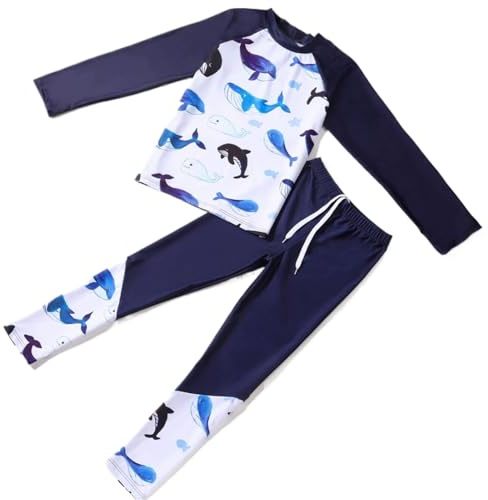 UV Kleidung Kinder, Jungen Langarm Rashguard Badebekleidung UPF 50+ Sonnenschutz Zweiteiler zum Schwimmen und Surfen