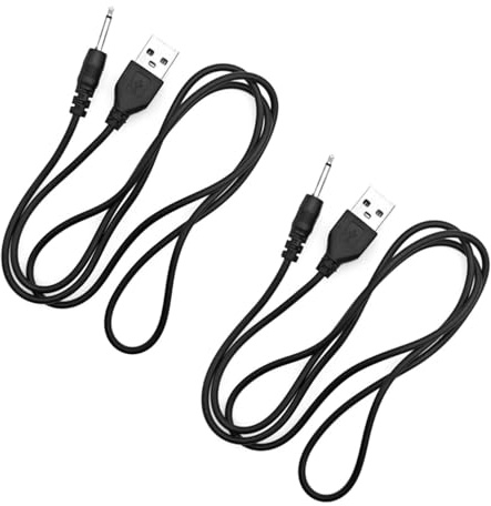 JZK 2-Pack USB to 2.5mm Male DC Fast Charging Cable, 1m Replacement Power Cord for Wireless Massagers & 5V Rechargeable Devices, Black