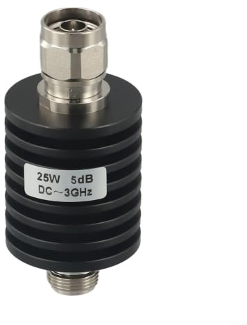 25 W fast dämpare av N-typ 50 Ohm Dc-3ghz 5db högeffekt koaxial signalreducerare för RF-testning och telekommunikationssystem svart färg