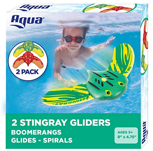 Aqua Mini Stingray Gliders - 2 Pack - Underwater Pool Toys with Adjustable Fins Travel Up to 40 Feet