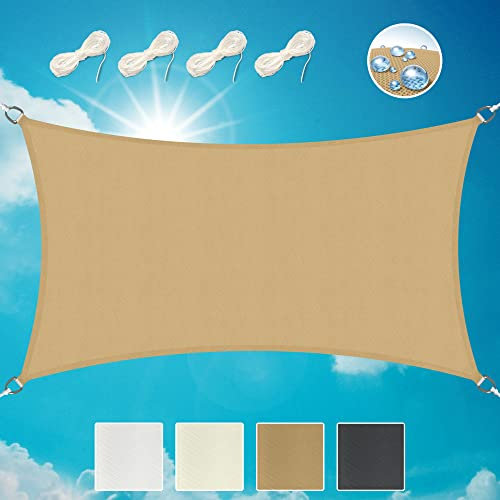 Sol Royal Tenda a Vela Impermeabile 2x4 m SolVision PS9 - tenda da sole per esterno - telo ombreggiante - parasole - tenda da giardino - Protezione Anti Raggi UV - Sabbia - Rettangolare 200x400 cm