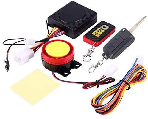 Qiilu Fernstart Motorrad, 12V Motorrad Alarmanlage mit 2 Funkfernbedienung für Roller Moped Quad