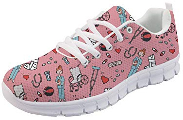 Showudesigns - Scarpe da corsa traspiranti, con lacci, da donna, scarpe sportive, da ginnastica e per il tempo libero, con disegno di orso e infermiera, 40 EU