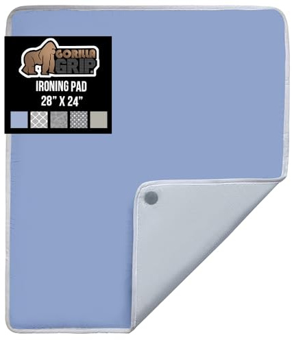 GORILLA GRIP The Original Ironing Board Cover and Pad, Silicone Coating, 400°F Scorch Resistant Thick Padding, Heavy Duty Iron Covers Standard Boards, Hook and Loop Fastener Strap, Blue 28x24
