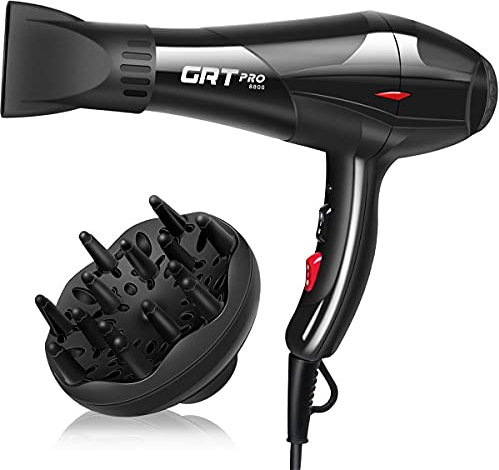 Sèche Cheveux Professionnel 3500W, Sèche-Cheveux Ionique Céramique avec Diffuseur, Puissant AC Moteur 3 Niveaux de Température 2 Vitesses (Noir)