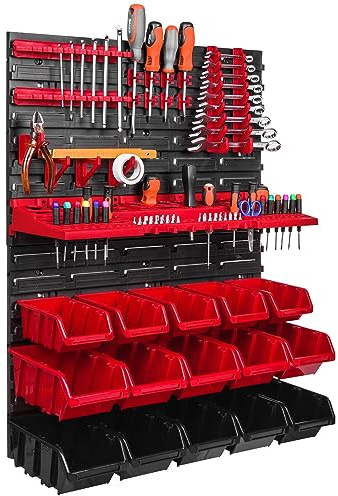 Garagenregal 576 x 780 Wandregal Stapelboxen Werkzeughalter Sichtlagerkästen Kunststoff Box Schütte (15 Boxen)