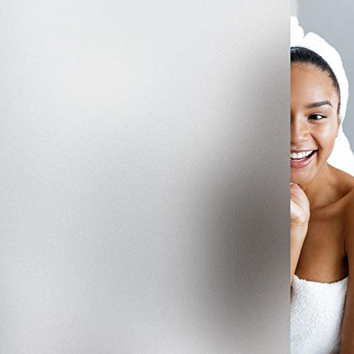 WAENLIR Fensterfolie Selbsthaftend Blickdicht Milchglasfolie Sichtschutzfolie Fenster Anti-UV Folie Statische Fensterfolien Für Bad Büro Zuhause 90 x 200 cm