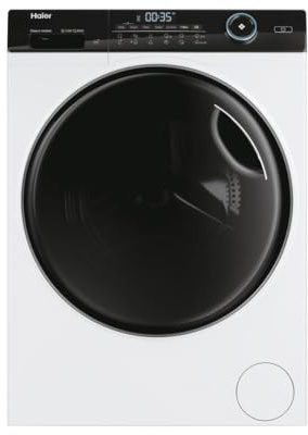 Haier I-Pro Series 5 HW100-B14959U1-S Machine à laver à chargement frontal 10 kg, intelligence artificielle, WiFi, fonction vapeur rafraîchissante, moteur Direct Motion, antibactérien, 1400 tr/min,