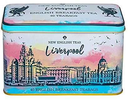 New English Teas Liverpool Gifts Tea Caddy with 40 English Breakfast Teabags
