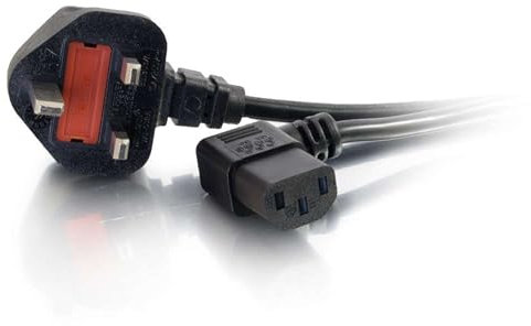C2G C2G82037 10 Metre 17 AWG 90 degree power cable (IEC320C13R to BS1363) Right Angle Kettle lead, Black