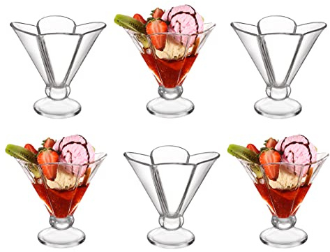 Royal Cuisine Cocktail Glasses Ice Cream Glass Bowl, Cocktail Bowls Floral Dessert Fruit Crystal– Appetizer Fruit Cocktail Pudding Glass Cups Set of 6