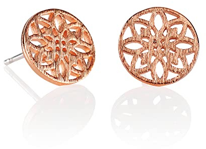 Namana Mandala Scheiben-Ohrstecker für Damen, gebürstetes Finish, Heilige Geometrie Ohrringe für Frauen, Teens, Mädchen