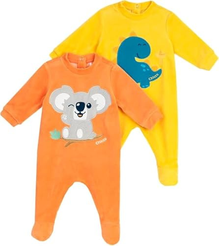 Chicco, Lot de 2 Grenouillères Bébé Fille et Garçon en Tissu Doux, Vêtements Enfant 0-24 Mois, Designed in Italy