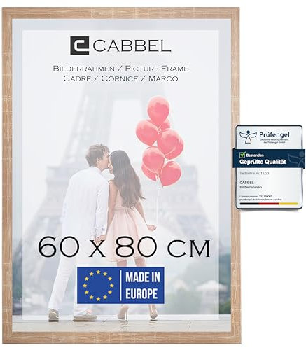 CABBEL 1x Bilderrahmen 60x80 cm Mokka Rahmen 1-Pack | Dokumentenrahmen, Collage, Poster | MDF Holz-Posterrahmen Acrylglas | Picture Frame, Puzzlerahmen, Bilder, Fotorahmen zum Aufhängen