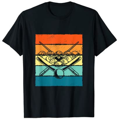 Retro Graphic Pool Billard Snooker Billard Queue 8 Kugeln Kreide T-Shirt