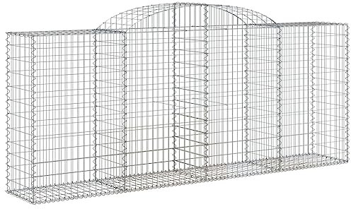 vidaXL Arched Gabion Basket Cage Mesh Wire Stone Basket Outdoor Spiral Retaining Wall Planter Garden 300x50x120/140 cm Galvanised Iron