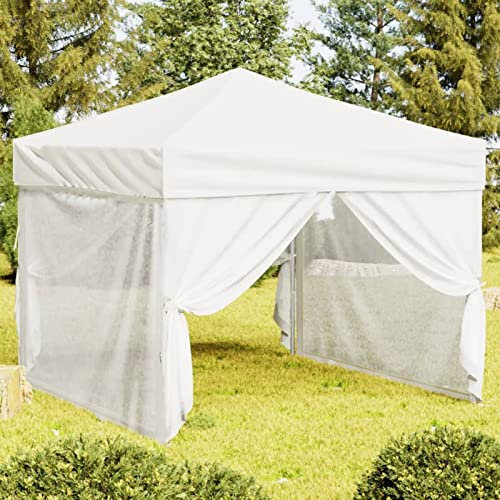 LAPOOH Tente de réception Pliable avec parois Blanc 3x3 m,Tente de Réception,Protection UV,Imperméable,Tente de Camping,Chapiteau de Reception