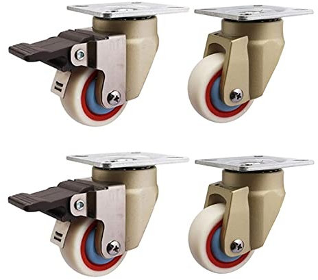 Möbelrollen Plattenrollen 2'' 50 mm Gewinde M8 Hochleistungs-Lenkrollen 400 kg Leise Nylon-Aluminiumlegierung + Edelstahl Industrie-Lenkrollen Möbelrollen für Werkbank Tro (Gold 2 Zoll (2 Universal +