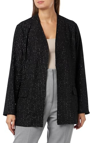 ONLY Carmakoma Carlisa Shine Pinstripe Blazer JRS, Noir/détails : Paillettes argentées, XL Femmes