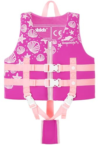 Gogokids Kids Swim Vest with Dual Adjustable Strap, Toddler Swim Vest for Kids 20-30-40-50-60 lbs, Child Swim Jackets for 2,3,4,5,6,7,8 Years Boys Girls