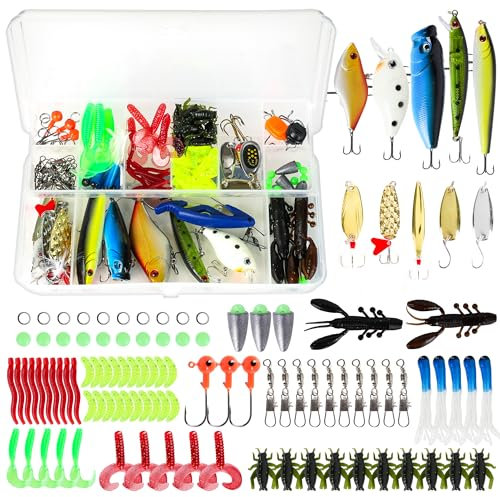 Forellenköder Gummi,120 PCS Spoons Forelle Angelköder Box Forellen Köder Set für Salzwasser und Süsswasser für Hecht Zander Barsch Forelle