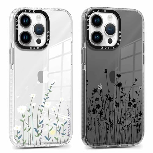 Xylota 2 Stück Handyhülle für iPhone 11 Pro 5,8 Hülle, Durchsichtig Aesthetic Blumen Muster Case, Weich Silikon Dünn TPU Stoßfeste Kratzfest Schutzhülle Frauen Mädchen Mode Cover für iPhone 11 Pro
