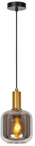 LUCIDE JOANET - Pendelleuchten - Ø 16 cm - 1xE27 - Rauchfarbe Grau, Smoky