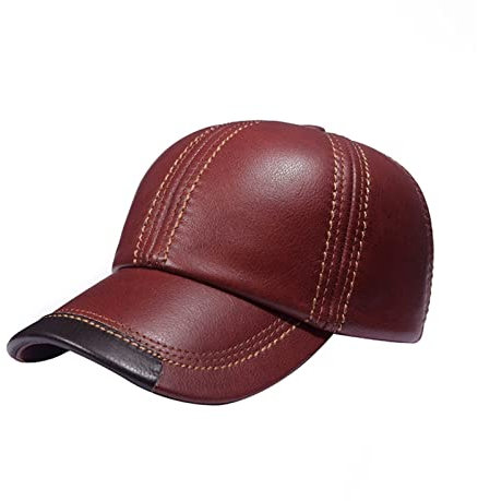 Lederhüte für Herren und Damen Braune Baseballkappen Männer Echtes Leder Casual Hut Hut Männlich Einstellbar Winter Naturleder Luxus Baseball Hüte Winter Warmes und süßes Geschenk ( Color : Red brown