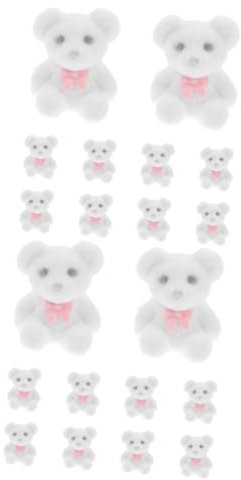 ibasenice 20 STK Mini-bärpuppe Hochzeitsgeschenke Zubehör Für Handyhüllen Hochzeitsdekoration Kunsthandwerk Mini-bären- Beflocktes Bärenornament Schmuckstücke Miniatur Weiß PVC