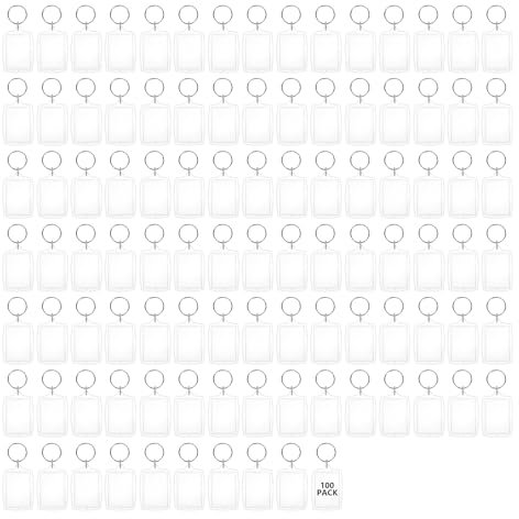 Acrylic Blank Photo Keyring - 100PCS Double Sided Personalised Keyring - Clear Picture Frame Craft Supplies for School, Family, Friend Photo Crafting Gift