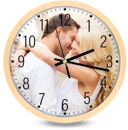 AIFLM Orologi da Parete Personalizzato, Orologio da Parete con Foto, Orologio da Parete Silenzioso, Regalo Personalizzato, Regalo San Valentino Compleanno Festa del Papà Festa Della Mamma Amiche Tondo