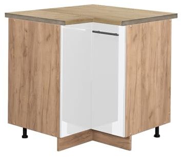 Vicco Mobile ad angolo cucina Fame-Line, Bianco lucido, 80.5 cm, PL Rovere, per la combinazione con altri moduli della serie Fame-Line