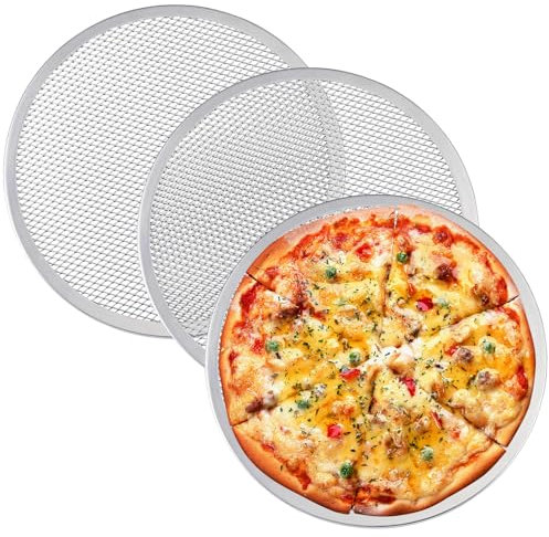 Suimlmta 3 Pack 12Inch Pizza Tray 30.5cm Aluminum Pizza Screen Non Stick Pizza Pan Round Mesh Baking Trays Net for Oven Home Restaurant