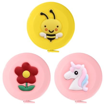 3 Stück Mini Kleines Maßband, Schneider-Maßband, Niedliches Cartoon-Kleines Lineal, Rundes Weiches Lineal, Einziehbares Weiches Lineal, Messlineal, Kleines Maßband