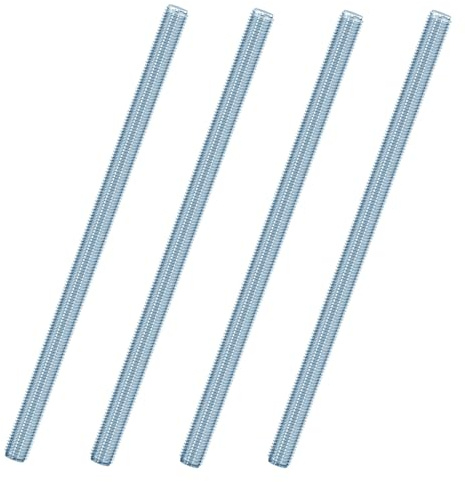 Jyvex 4 Stück Gewindestange M8 Edelstahl, Gewindestangen M8x300mm, DIN 976 Gewindestifte Verzinkter Stahl, Gewindestab Festigkeitsklasse 4.8, Gewindestäbe mit Regelgewinde Metrisch Gewindestift