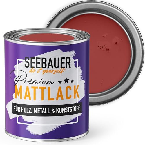 SEEBAUER diy Mattlack Dunkelrot 375ml für Innen & Außen (No. 336 Red Wine) Möbelfarbe ohne Schleifen - Hybrid-Lack für Holz, Metall, Kunststoff - Holzlack, Möbellack hohe Deckkraft